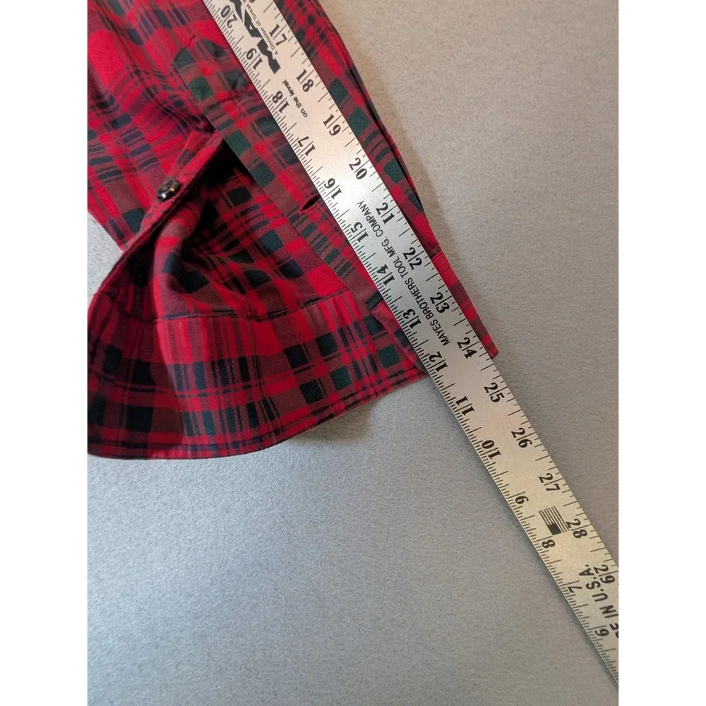 Vtg Polo Ralph Lauren GI Shirt Red Plaid Cotton Mens Large Button Up Long Sleeve
